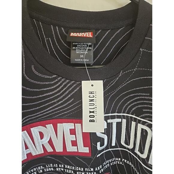 Marvel Studios Logo Topographic Pattern Crewneck- BoxLunch Exclusive Black - Picture 6 of 10
